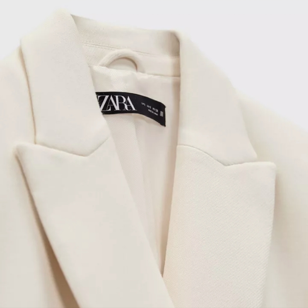 ZARA DOUBLE BREASTED LONG BLAZER COAT JACKET ECRU XS - Picture 12 of 12